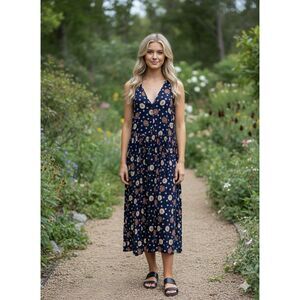 Vintage Pendleton Nautical Navy Drop Waist Jumper Maxi Dress Small